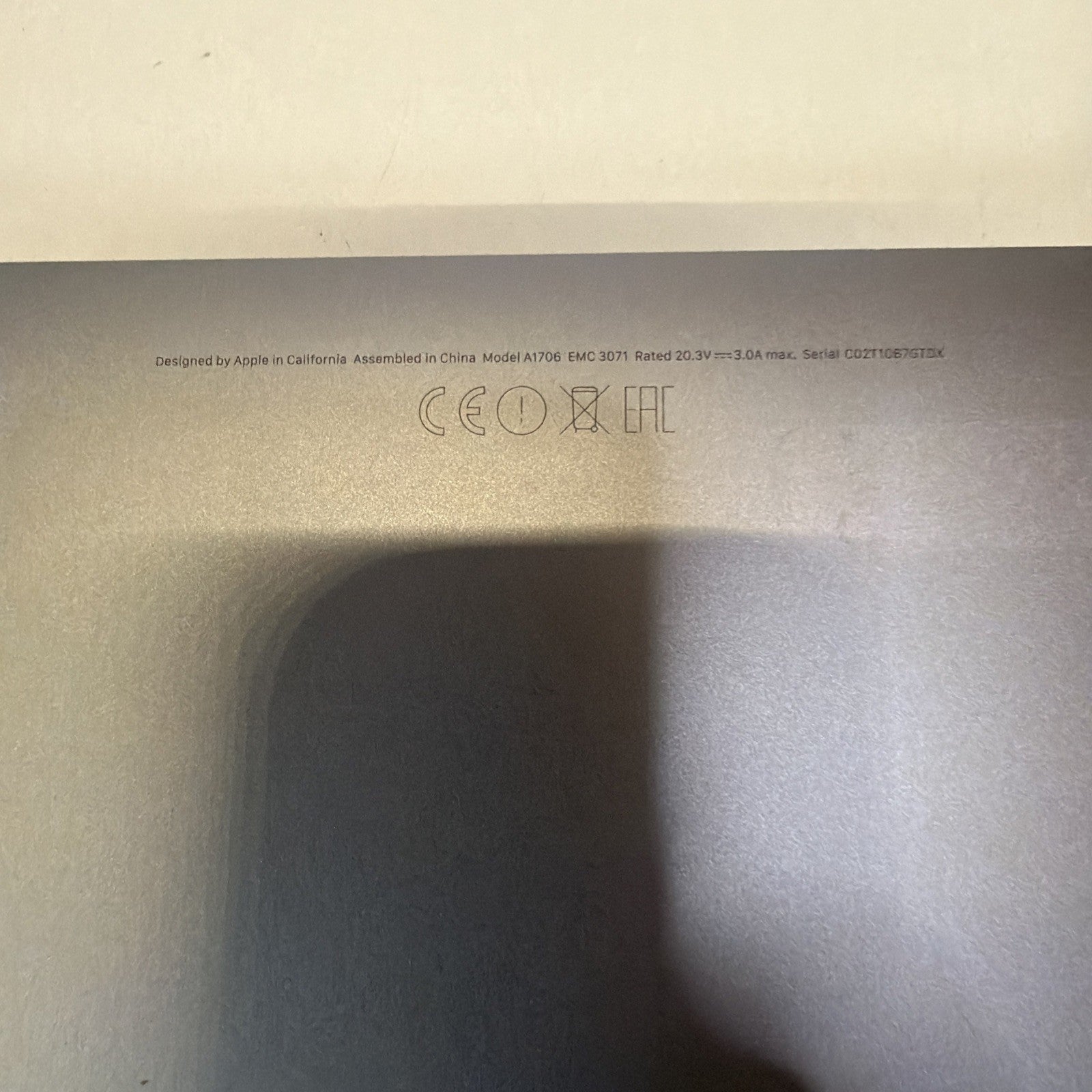 Apple Macbook Pro A1706 Touchbar 2017 13" Base Bottom Cover Case 613-06132-01
