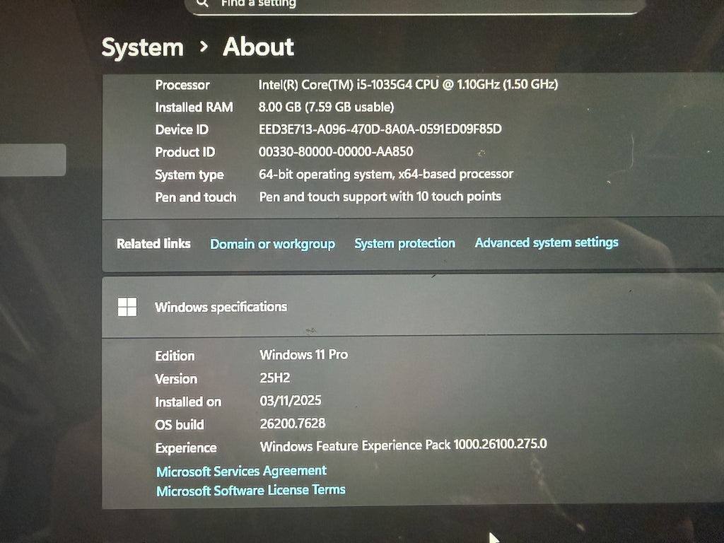 Microsoft Surface Laptop 3 - Intel i5-1035G7 - 16GB RAM - 256GB SSD - Grade C+