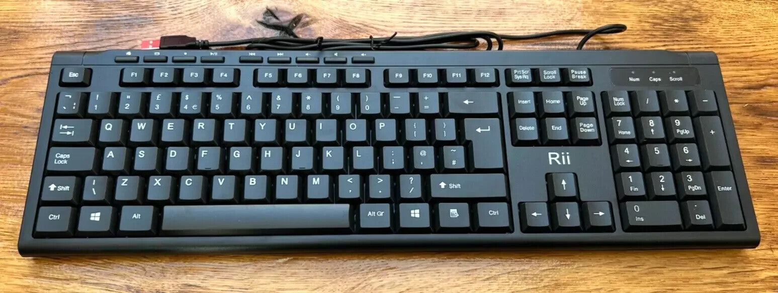 Rii RK907 USB Wired Keyboard Full Size Office Keyboard Compatible with Mac & PC